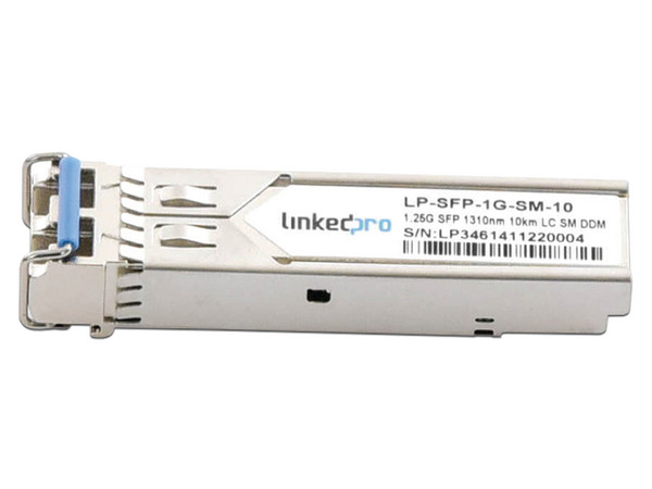 Transceptor SFP+ Linkedpro LP-SFP-1G-SM-10, 1.25G TX, 1310nm, Monomodo, Distancia de hasta 10 km, Conectores Dúplex LC.