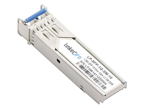Transceptor SFP+ Linkedpro LP-SFP-1G-SM-10, 1.25G TX, 1310nm, Monomodo, Distancia de hasta 10 km, Conectores Dúplex LC.
