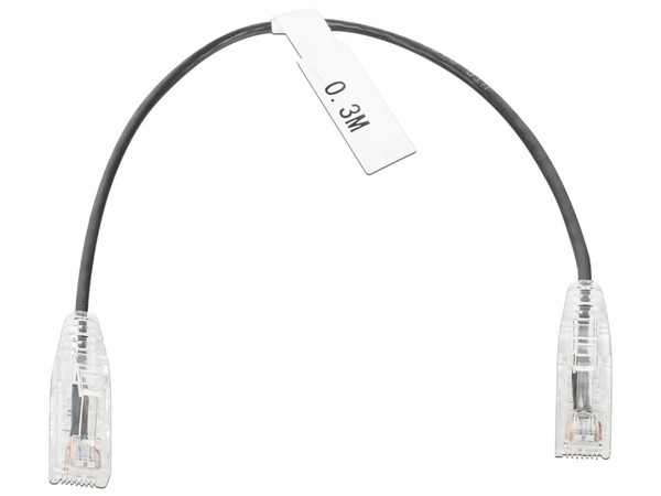 Cable de Parcheo Slim LinkedPro LP-UT6-030-BK-28, UTP Cat6, Calibre 28AWG, 30cm. Color Negro.