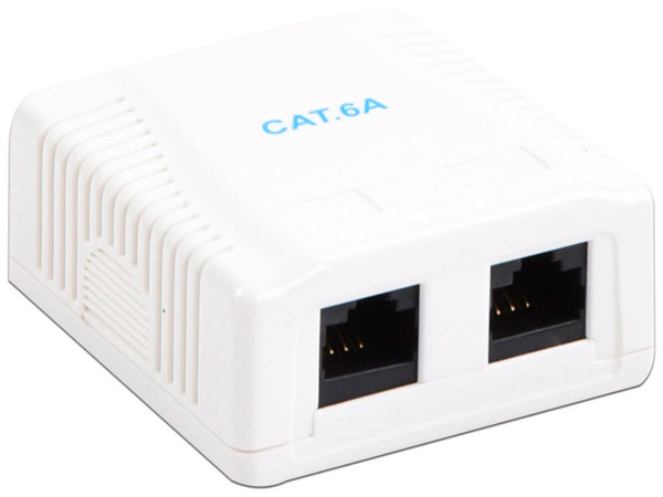 Roseta de Pared Linkedpro LP-WP-39-C6A con 2 Puertos, Incluye 2 jacks UTP, Cat6A, Color Blanco.