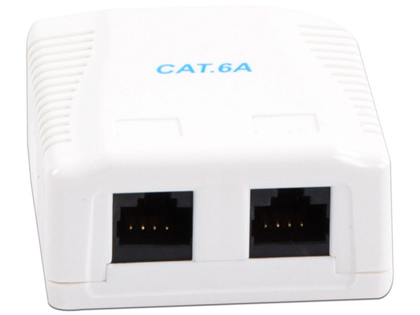 Roseta de Pared Linkedpro LP-WP-39-C6A con 2 Puertos, Incluye 2 jacks UTP, Cat6A, Color Blanco.