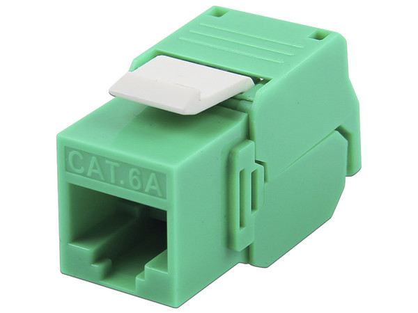 Módulo Jack Keystone LinkedPro LPKJ6ATTGR, Cat6A, Terminación en ángulo 180 grados. Color Verde.