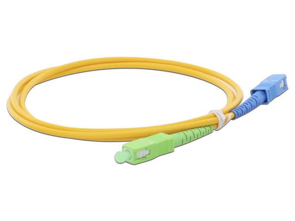 Jumper de Fibra Óptica LinkedPro LPSM3SCASCUS1, Monomodo, LC/APC - SC/UPC, 1m, Color Amarillo.