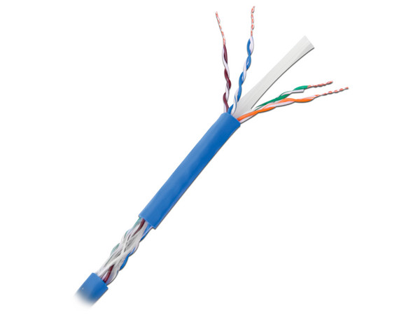 Bobina de Cable LinkedPro UTP Cat6+, Calibre 23AWG, 100m, para aplicaciones de CCTV. Color Azul.