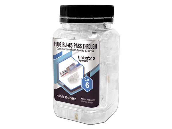 Plugs RJ-45 LinkedPro TC6-PASSR, Cat6, bote con 50 piezas.