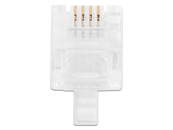 Plugs LinkedPro TCRJ11-100, RJ-11, Chapado de Oro, 100 Piezas. Color Transparente.