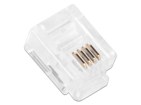 Plugs LinkedPro TCRJ11-100, RJ-11, Chapado de Oro, 100 Piezas. Color Transparente.