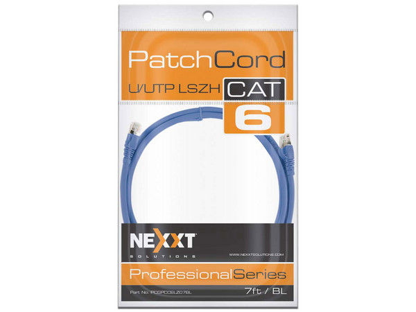Cable RJ45 U/UTP Cat6a Nexxt Longitud 2.1 m, LSZH, Color Azul.