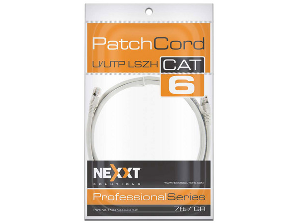Cable RJ45 U/UTP Cat6a Nexxt Longitud 2.1 m, LSZH, Color Gris.