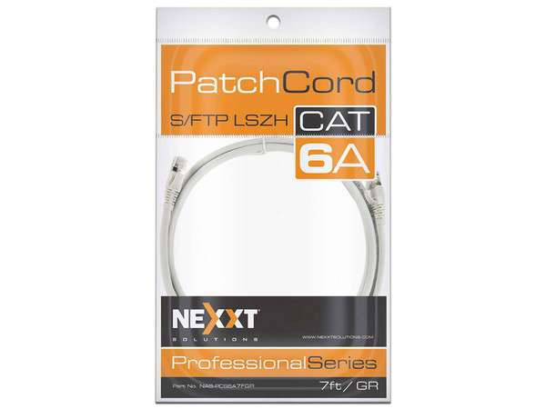 Cable de red Nexxt Solutions RJ-45 (M-M) Cat6a S/FTP, de 2.1m. Color gris.
