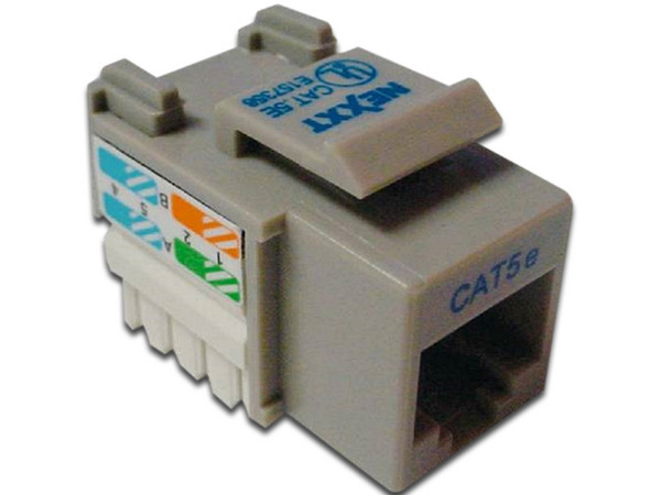 Conector jack Nexxt RJ-45 Cat5e UTP. Color Gris.