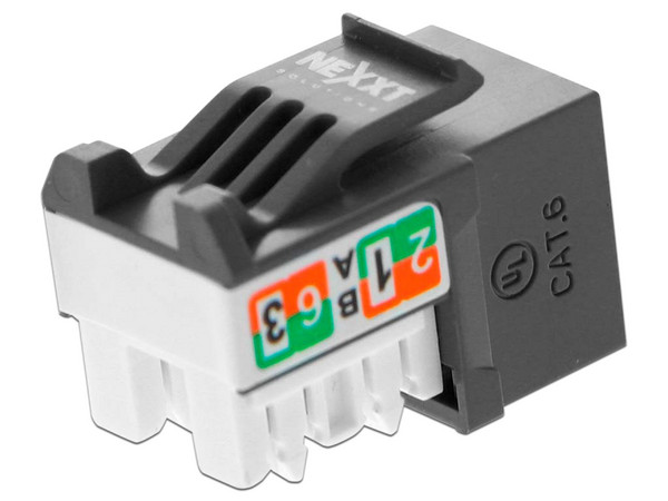 Modulo sin blindaje Nexxt Solutions, Keystone Jack Cat6, Tipo 110, Color Negro.