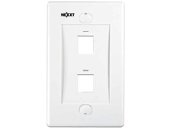 Placa de pared Nexxt de 2 salidas RJ45, Color Blanco.