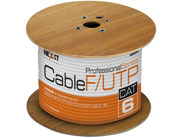 Bobina de cable Nexxt Solutions, Cat6, blindado de 305m. Color Negro