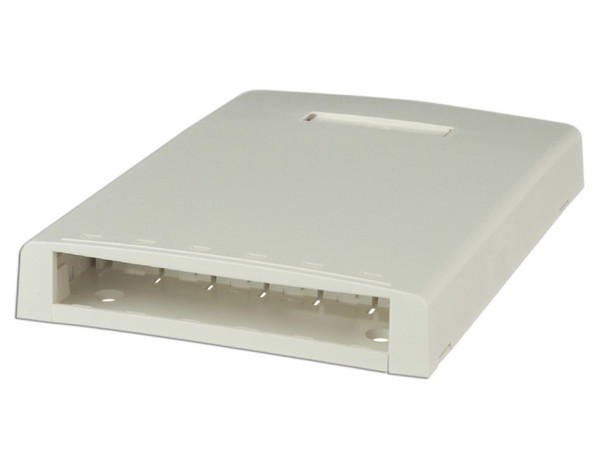 Caja de Montaje en Superficie para 6 Módulos Mini-Com, Color Blanco.