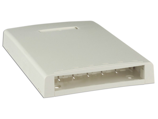 Caja de Montaje en Superficie para 6 Módulos Mini-Com, Color Blanco.
