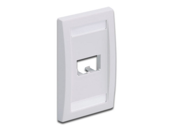 Placa frontal vertical de una salida, acepta 2 módulos Mini-Com. Color Blanco.