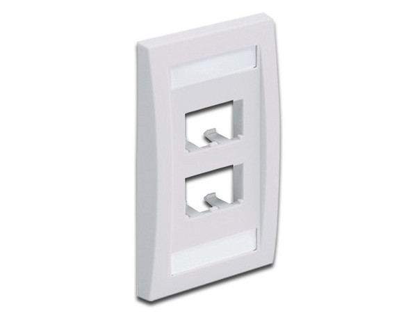 Placa frontal vertical de una salida, acepta 4 módulos Mini-Com. Color Blanco.