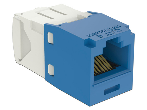 Conector Jack RJ45 Panduit Estilo TP, Mini-Com, Cat6, 8 posiciones y 8 cables, Color Azul.

