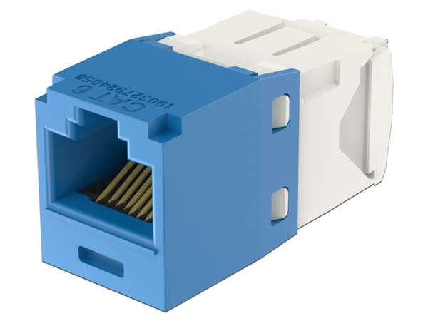 Conector Jack RJ45 Panduit Estilo TP, Mini-Com, Cat6, 8 posiciones y 8 cables, Color Azul.

