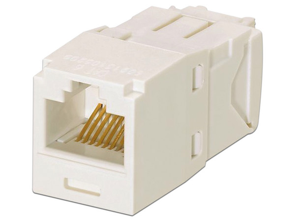 Conector Jack RJ45 Panduit CJ6X88TGIW Estilo TG, Categoría 6A, Mini-Com, 8 posiciones y 8 cables. Color Blanco.