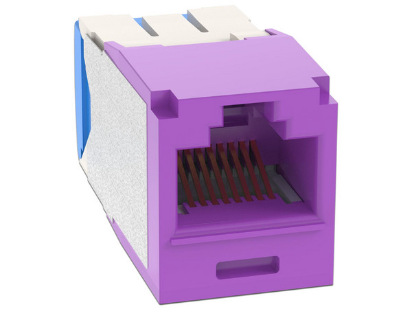 Jack Panduit CJ6X88TGVL RJ45 Estilo TG, Mini-Com, Categoría 6A, 8 Posiciones y 8 Cables, Color Violeta.