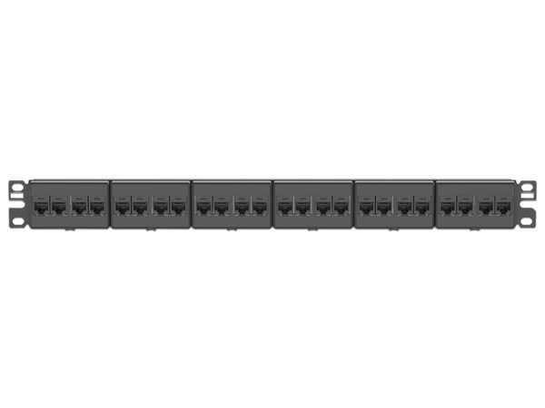 Panel de Parcheo Panduit CP245E88BLY de 24 Puertos Mini-Com Categoría 5e, 1UR. Color Negro