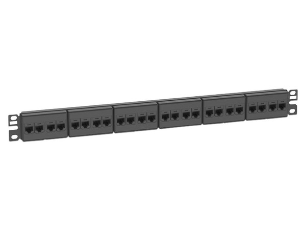 Panel de Parcheo Panduit CP24688BL de 24 Acopladores Mini-Com categoría 6, 1UR. Color Negro