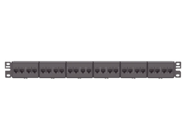 Panel de Parcheo Panduit CP24688BL de 24 Acopladores Mini-Com categoría 6, 1UR. Color Negro