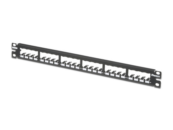 Panel de Parcheo Modular Panduit Mini-Com de 24 puertos, 1UR, Plano, Blindado.