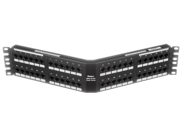 Panel de Parcheo Angulado Panduit DPA48688TGY de 48 puertos categoría 6, 2UR. Color Negro