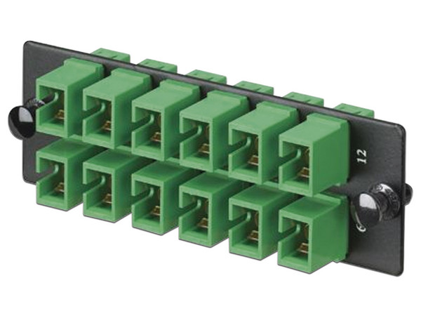 Placa Acopladora de Fibra Óptica FAP Panduit, Con 12 Conectores SC/APC (12 Fibras), Para Fibra Monomodo OS1/OS2, Color Verde.