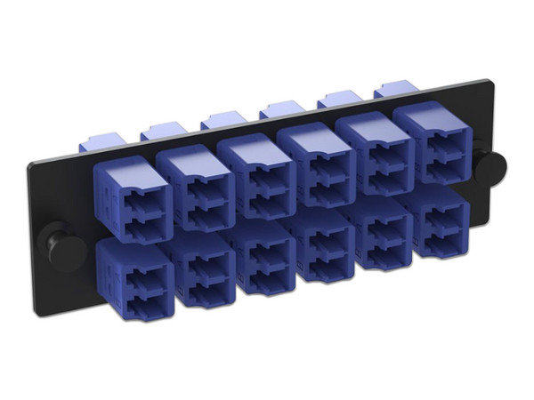 Placa Acopladora de Fibra Optica Panduit FAP, con 12 Conectores LC Duplex (24 Fibras), para Fibra Monomodo OS1/OS2. Color Azul.