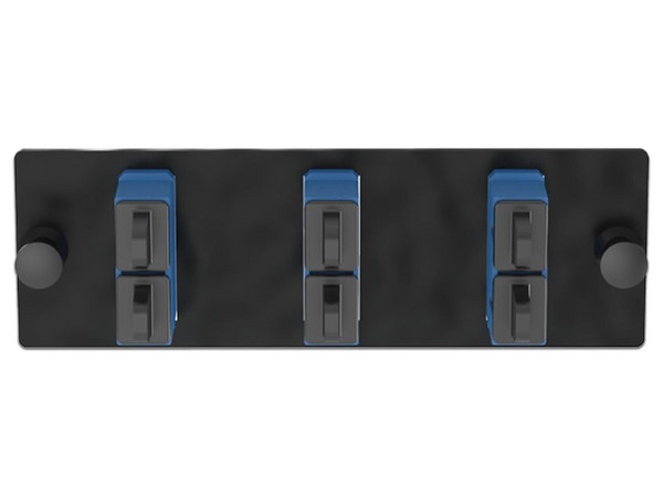 Placa Acopladora de Fibra Optica Panduit FAP, con 3 Conectores SC Dúplex (6 Fibras), para Fibra Monomodo OS1/OS2. Color Azul.