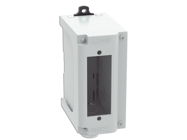 Panel de parcheo modular Panduit para fibra óptica, de instalación en riel DIN Estándar de 35mm, acepta una placa acopladora FAP, Color Gris.