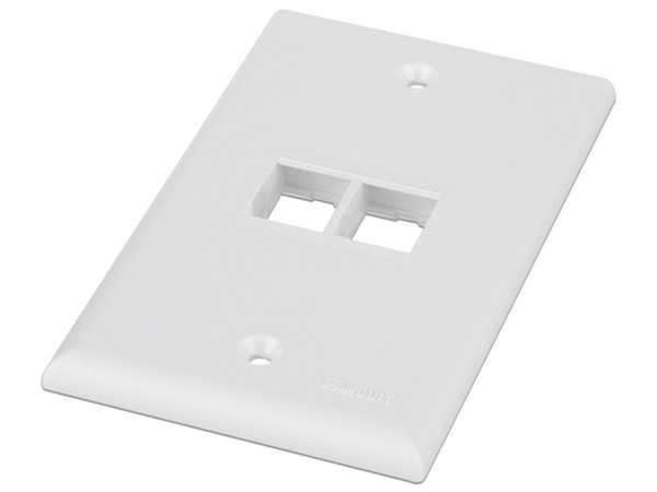 Placa de Pared Vertical Panduit NK2FNWH, Salida Para 2 Puertos Keystone, Color Blanco.