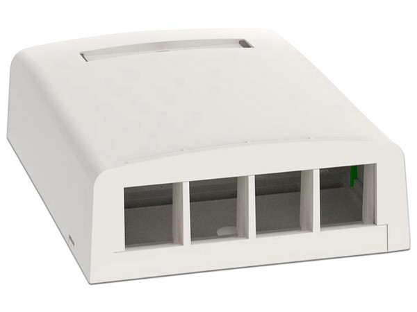 Caja de Montaje PANDUIT NK4BXWH-AY en Superficie, 4 Módulos Keystone, Color Blanco.
