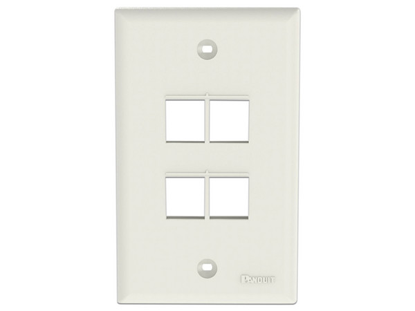 Placa de Pared Vertical Panduit NK4FNIW de 4 Puertos Keystone, Color Blanco Mate.