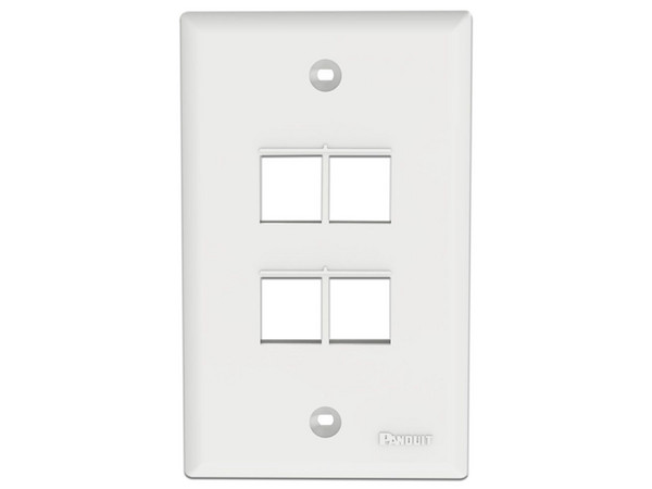 Placa de Pared Vertical Panduit NK4FNWH, Salida Para 4 Puertos Keystone. Color Blanco.