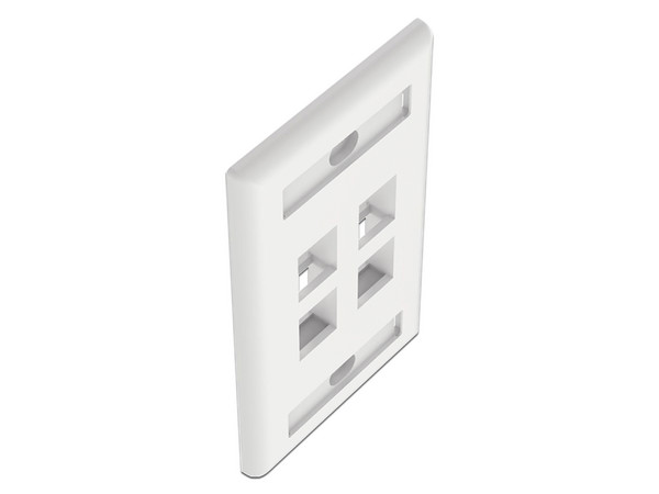Placa de pared Panduit NK4FWHY de 4 salidas RJ45 tipo keystone. Color Blanco