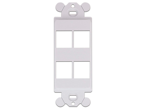 Marco de Módulo Dúplex, Para Placas Frontales Estándar GFCI, Acepta 4 Módulos Keystone, Color Blanco.