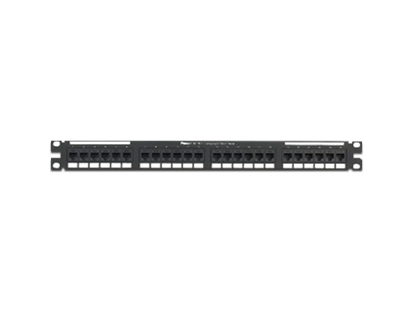 Panel de Parcheo Plano Panduit NK5EPPG24Y de 24 Puertos RJ-45 Cat5e, 1UR. Color Negro