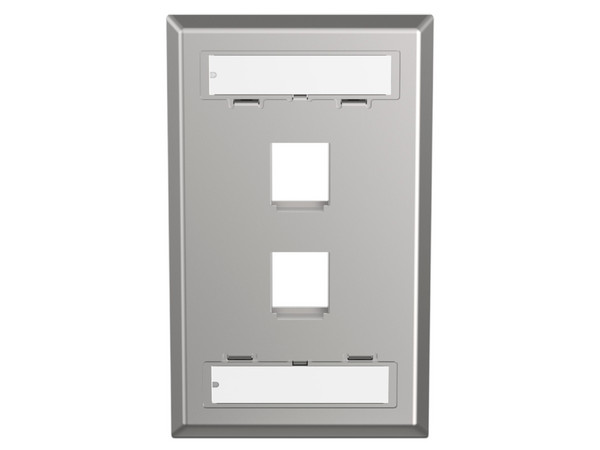 Placa de Pared Vertical Panduit NKF2S de 2 Puertos Keystone, Con Espacios Para Etiquetas, Acero Inoxidable, Color Plateado.