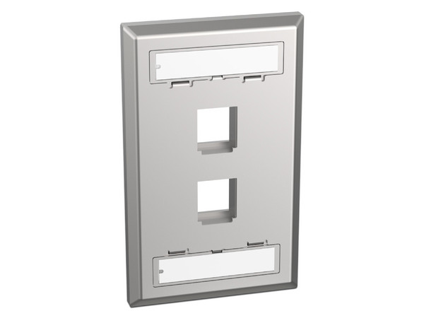 Placa de Pared Vertical Panduit NKF2S de 2 Puertos Keystone, Con Espacios Para Etiquetas, Acero Inoxidable, Color Plateado.