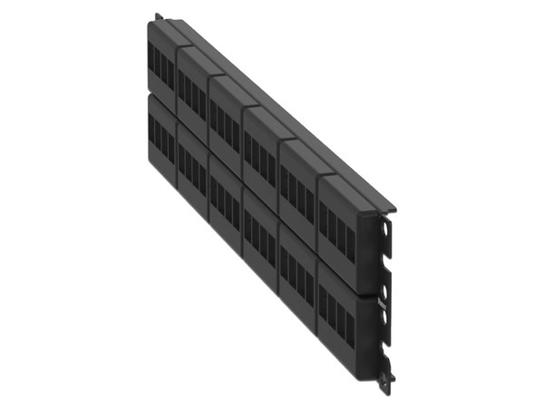 Panel de distribución modular Panduit de tipo Keystone de 48 puertos con placas frontales. Color Negro.