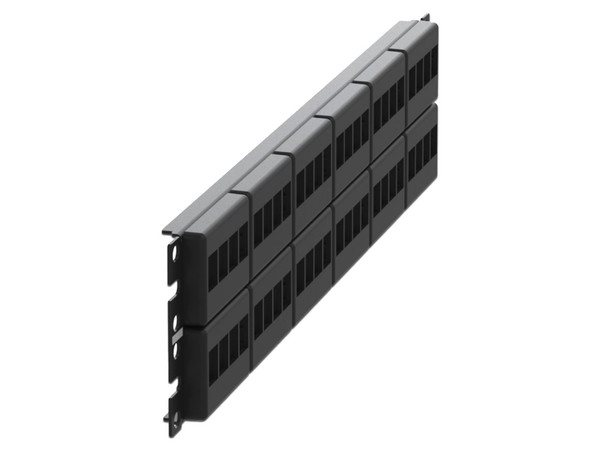 Panel de distribución modular Panduit de tipo Keystone de 48 puertos con placas frontales. Color Negro.