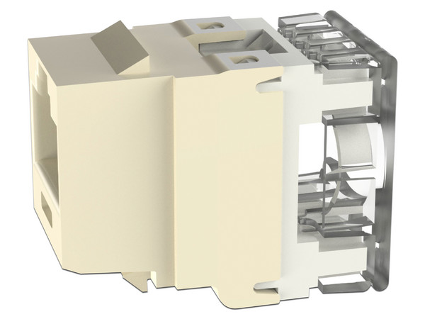 Conector Jack Panduit NKP5E88MEI Estilo 110, Tipo Keystone, Cat5e, 8 posiciones y 8 cables, Color Marfil.