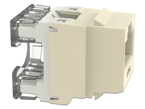 Conector Jack Panduit NKP5E88MEI Estilo 110, Tipo Keystone, Cat5e, 8 posiciones y 8 cables, Color Marfil.