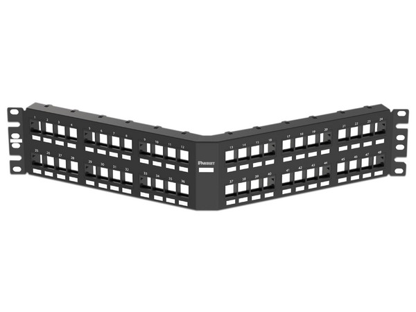 Panel de Parcheo Modular Panduit NK5EPPG24Y de 48 Puertos (Sin Conectores), 2UR. Color Negro