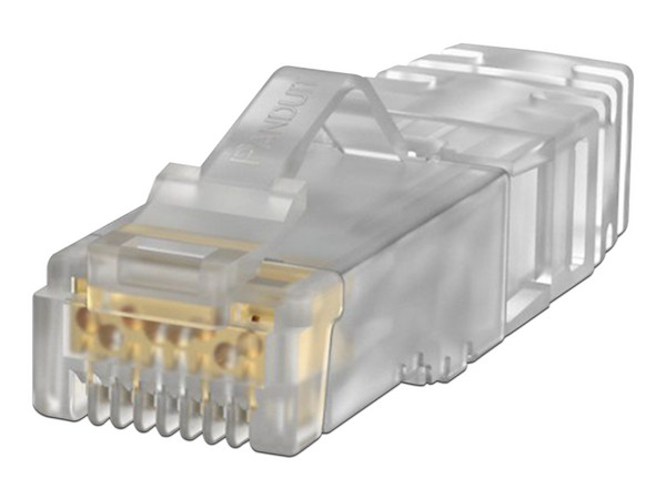 Plugs RJ-45 Panduit, Cat6A, UTP, Chapado en Oro de 50 Micas, Paquete con 100 piezas.